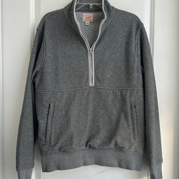 J Crew Sweater Men's Gray Long Sleeve 1/2 zip Pullover Medium Pockets Outdoors - Picture 4 of 9